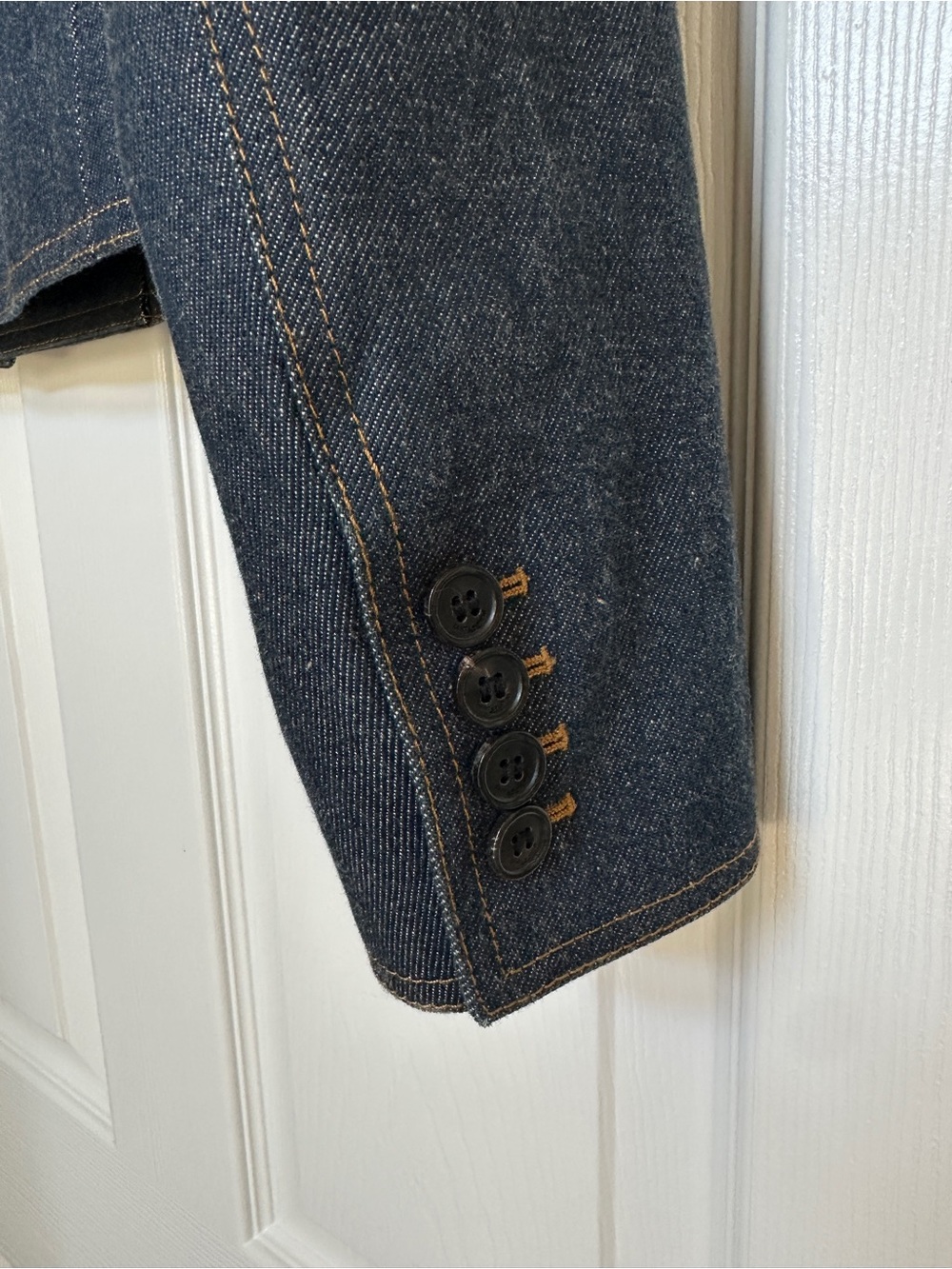 Saint Laurent Dark Blue Cropped Denim Blazer - Picture 9 of 16
